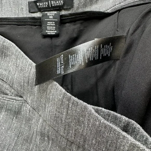 WHBM Modern Boot Dress Pants Womens 8R Tweed Lined Mid Rise Work Heathered Gray - Picture 13 of 13